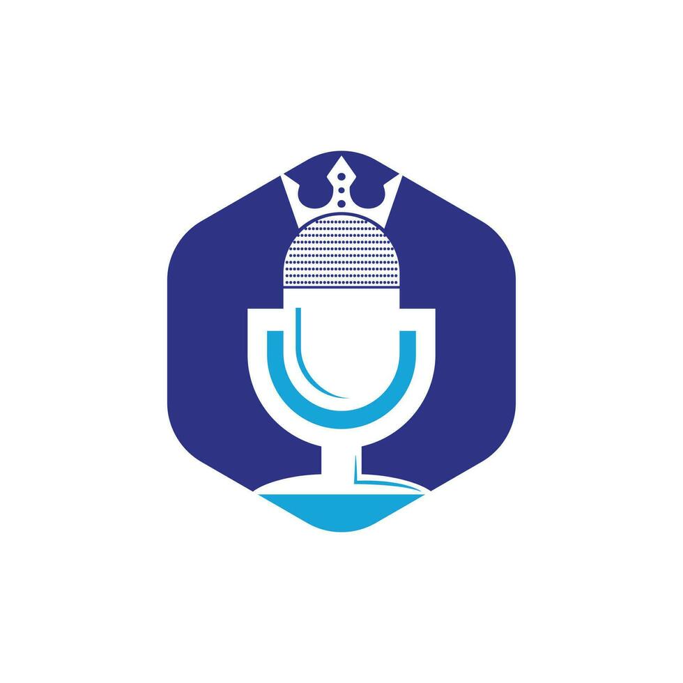 design de logotipo de vetor de rei de podcast. conceito de design de logotipo de música rei.