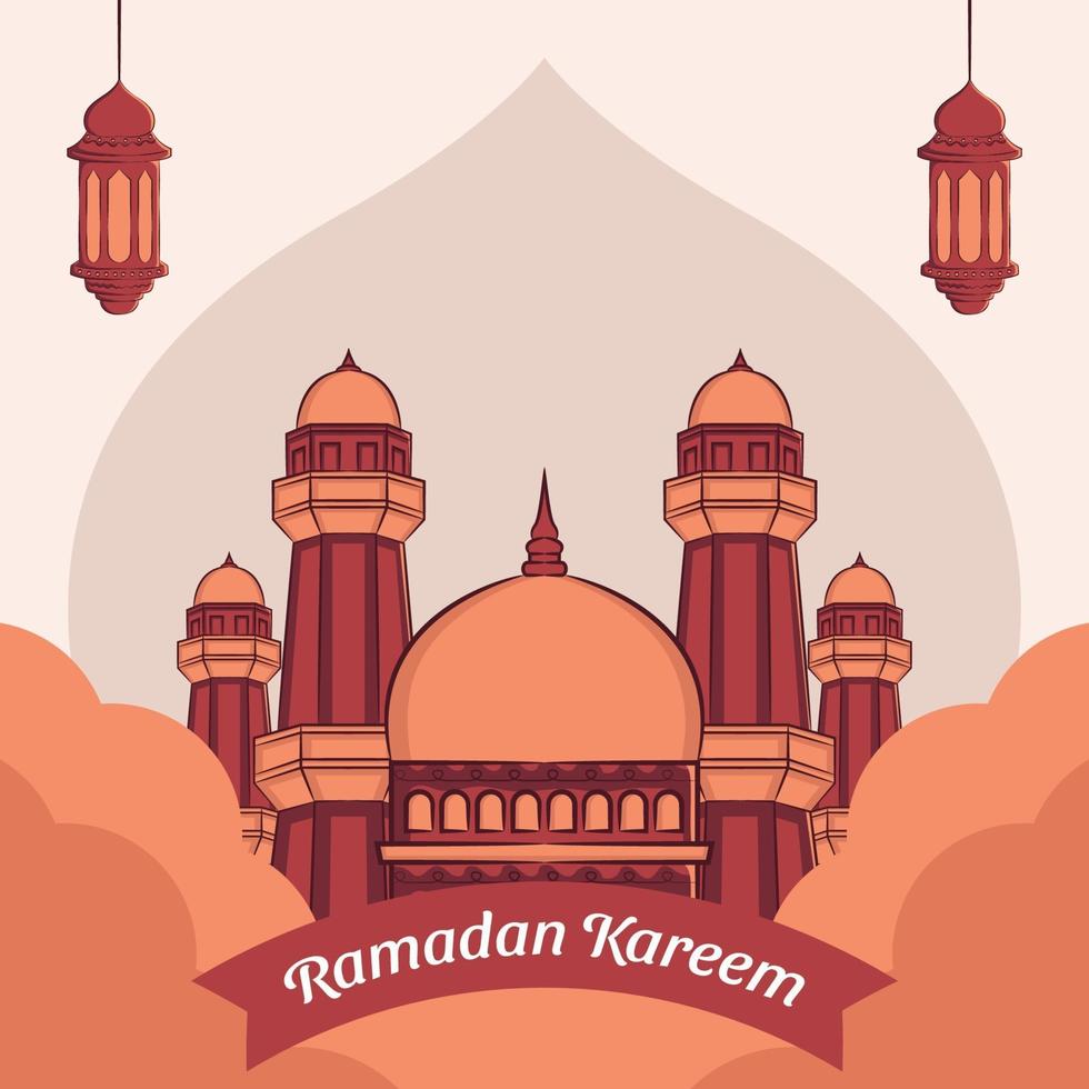 mão ilustrações desenhadas do conceito de saudação ramadan kareem ou eid mubarak em fundo branco. vetor