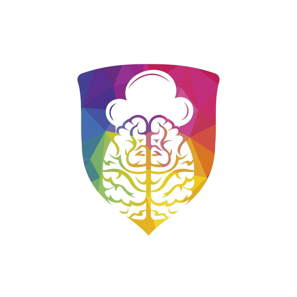 conceito de design de logotipo de vetor de chef inteligente. ícone de chapéu de cérebro e chef.