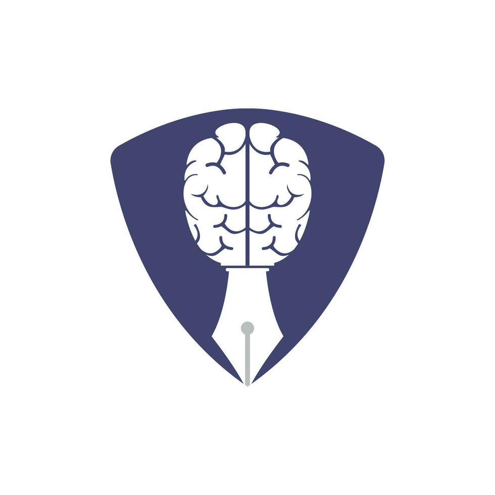 cérebro caneta vetor logotipo Projeto modelo. inteligente criativo Educação logotipo conceito.