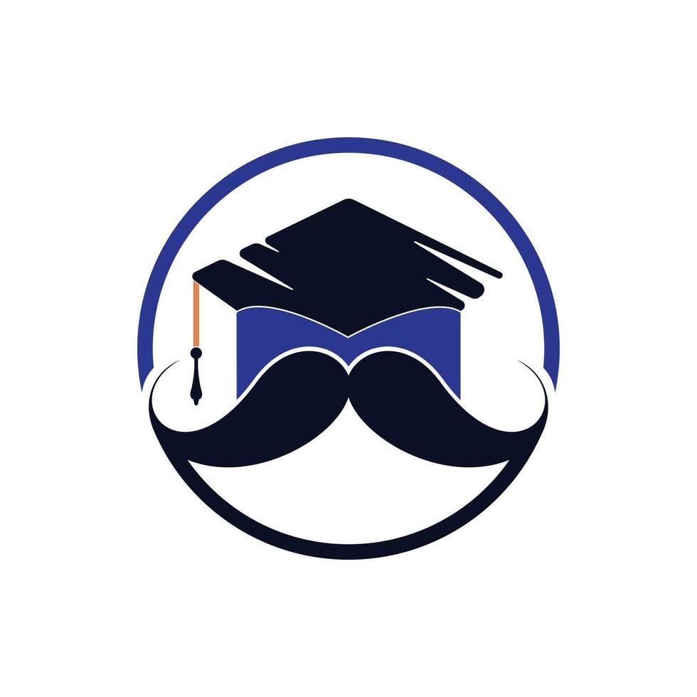 modelo de design de logotipo de educação forte. formatura de chapéu com design de ícone de bigode. vetor