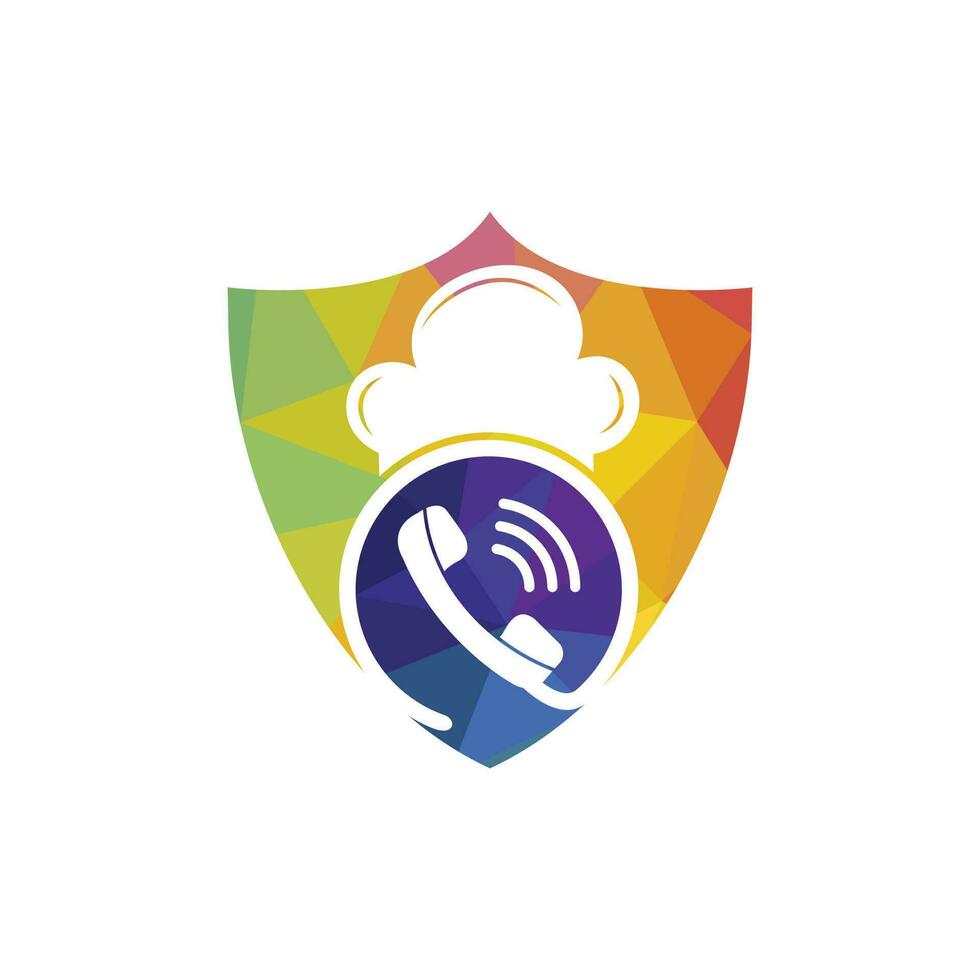 design de logotipo de vetor de chef de telefone. monofone e design de ícone de chapéu de chef.