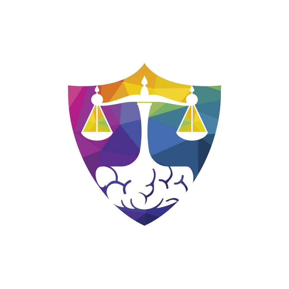 design de logotipo de vetor de lei do cérebro. conceito de logotipo de escritório de advocacia inteligente.