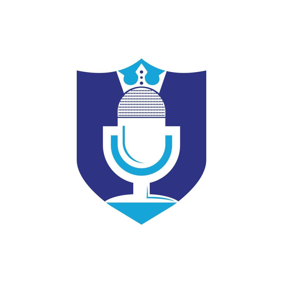 design de logotipo de vetor de rei de podcast. conceito de design de logotipo de música rei.