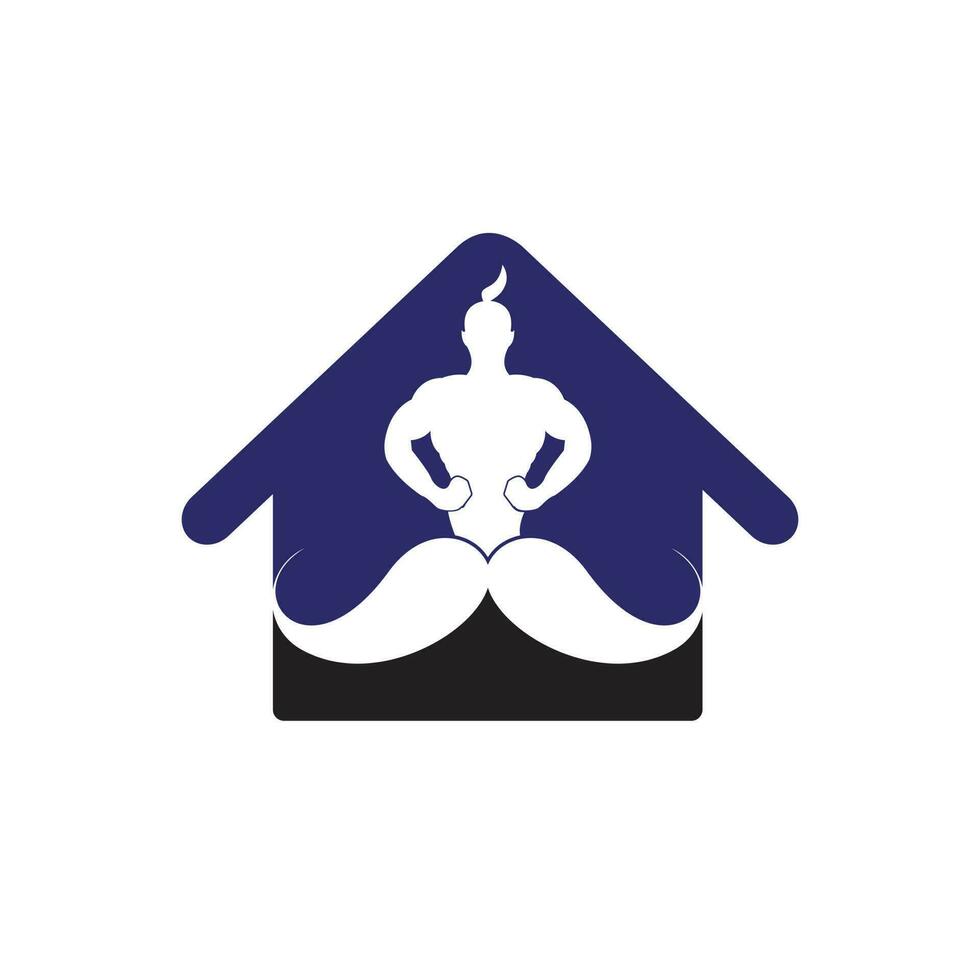 bigode gênio casa forma vetor logotipo Projeto. Forte gênio ícone modelo.