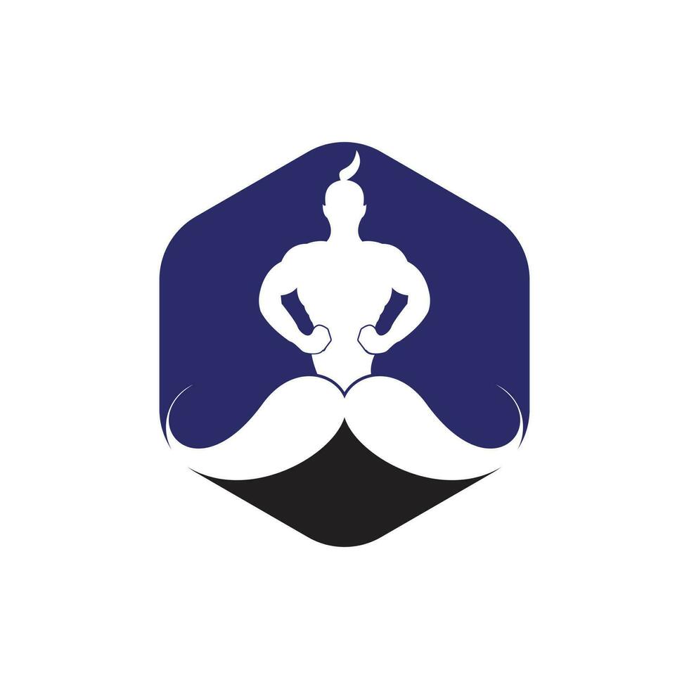 design de logotipo de vetor de gênio do bigode. modelo de ícone de gênio forte.