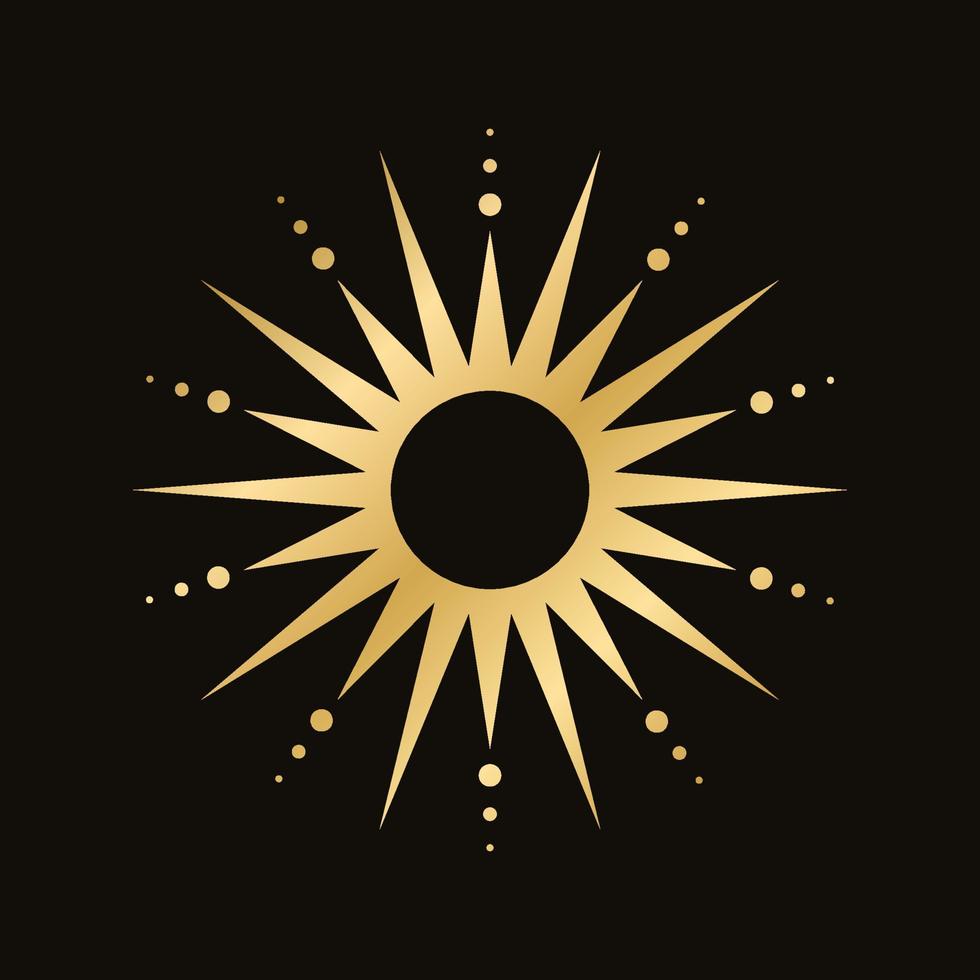 ouro boho celestial Sol ícone logotipo. simples moderno abstrato Projeto para modelos, impressões, rede, social meios de comunicação Postagens vetor