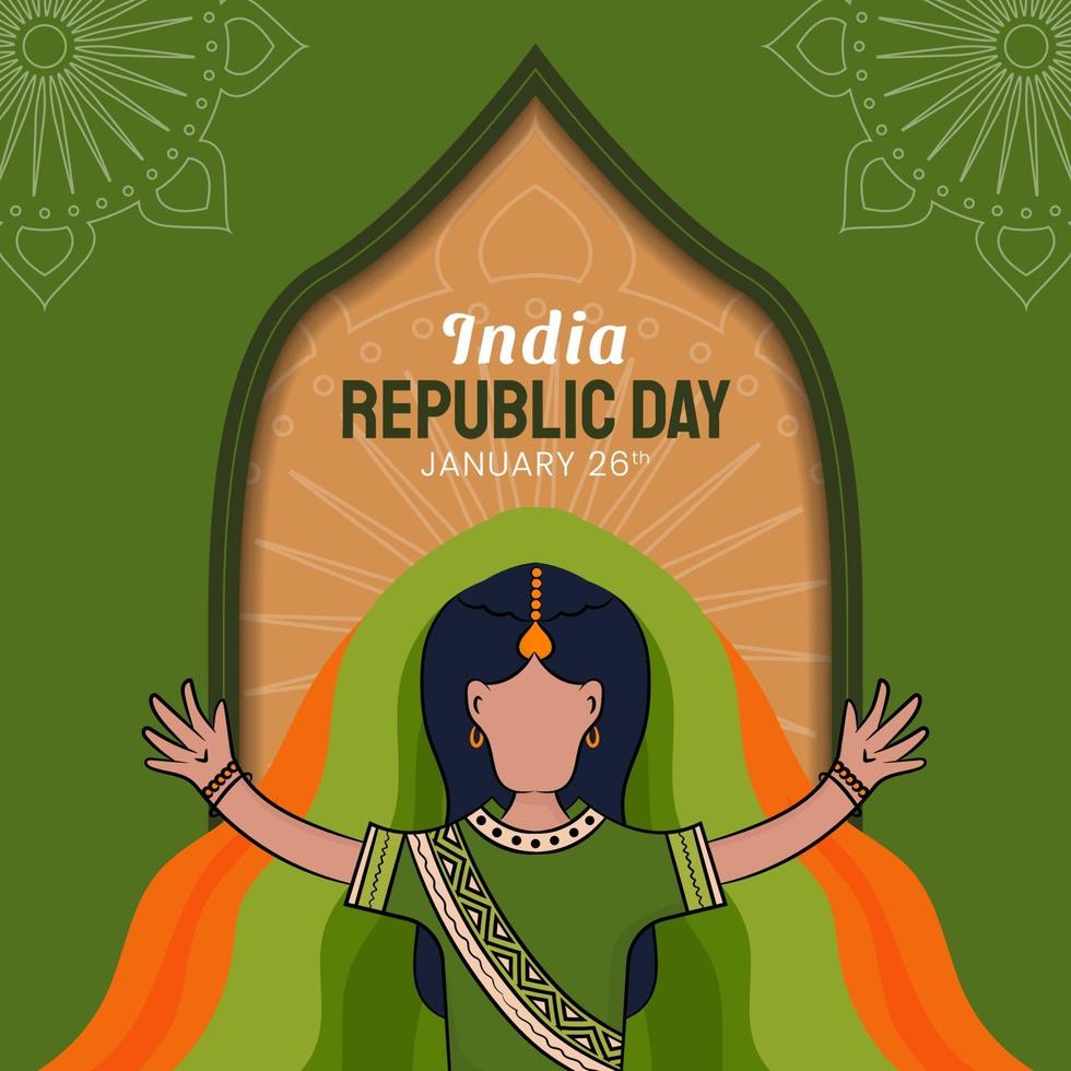 ilustração desenhada à mão do dia da república indiana vetor