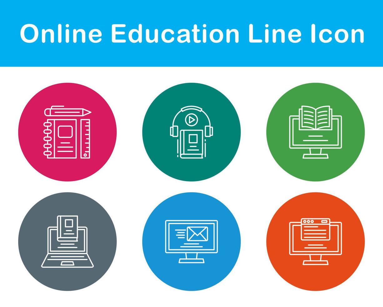 conjunto de ícones vetoriais de educação online vetor