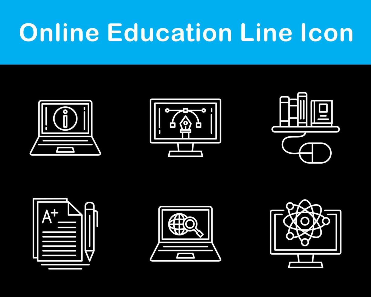 conjunto de ícones vetoriais de educação online vetor