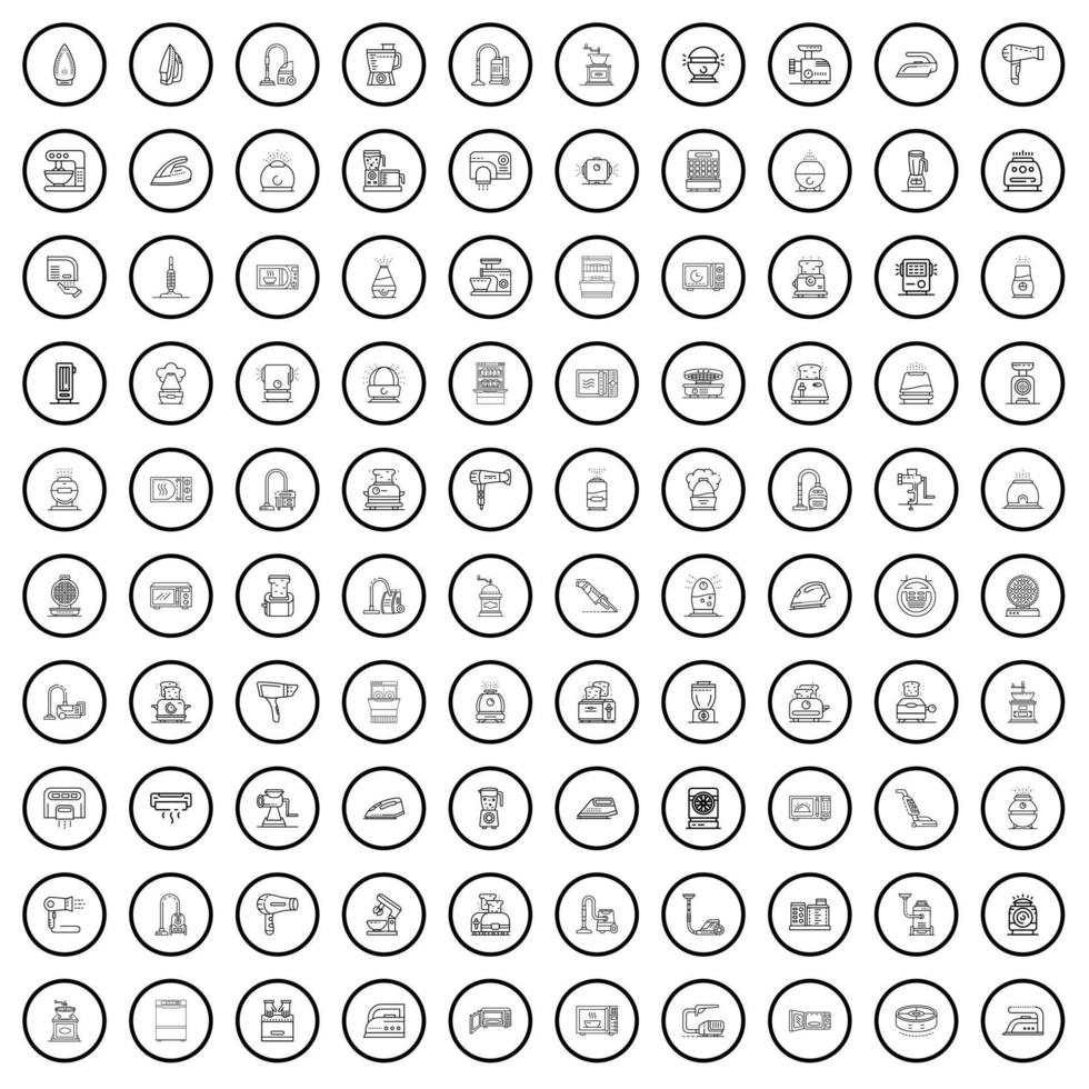conjunto de 100 ícones de casa, estilo de contorno vetor