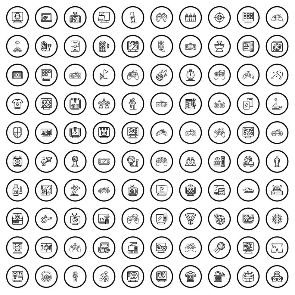 Conjunto de 100 ícones de entretenimento, estilo de estrutura de tópicos vetor