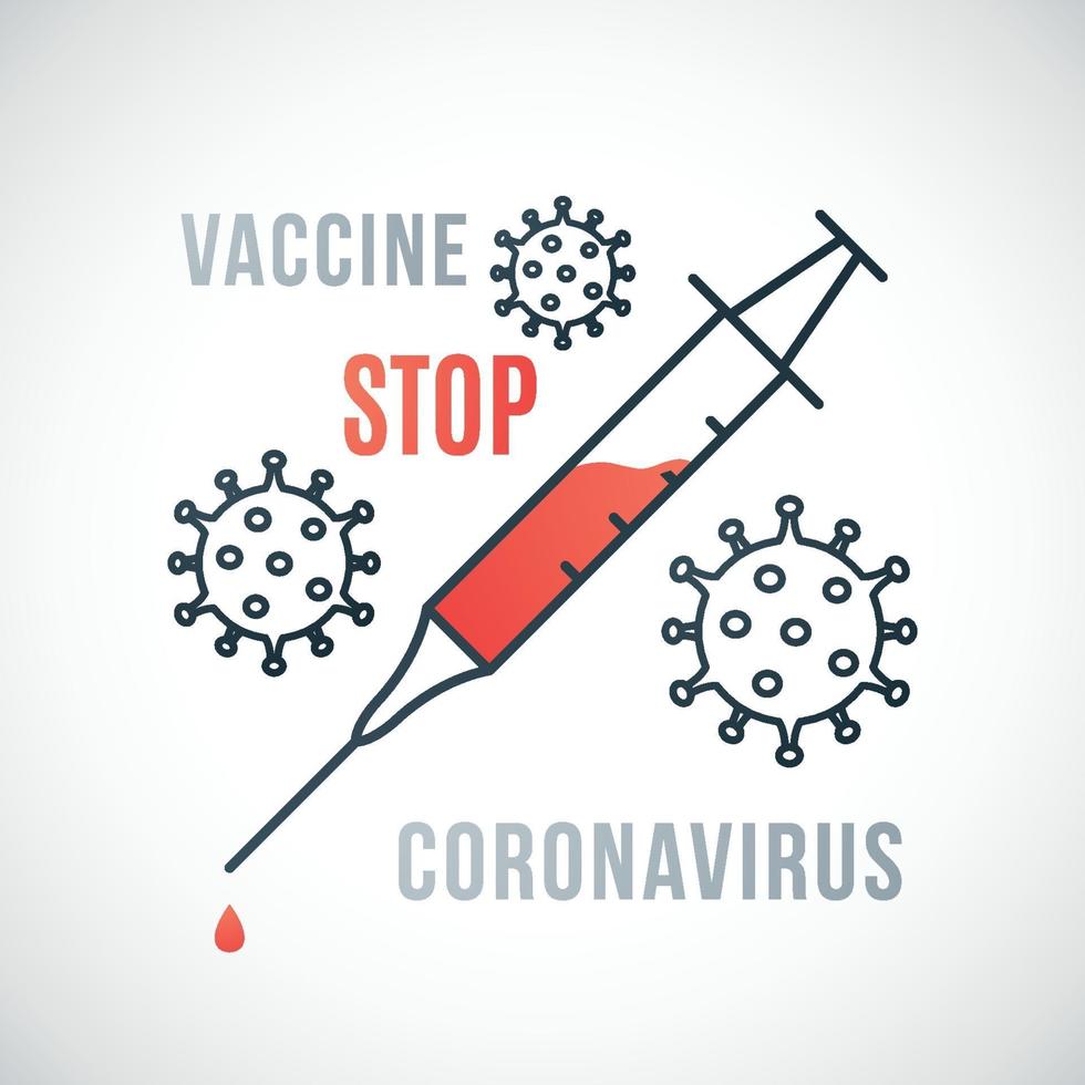bandeira do coronavírus da parada da vacina. vetor