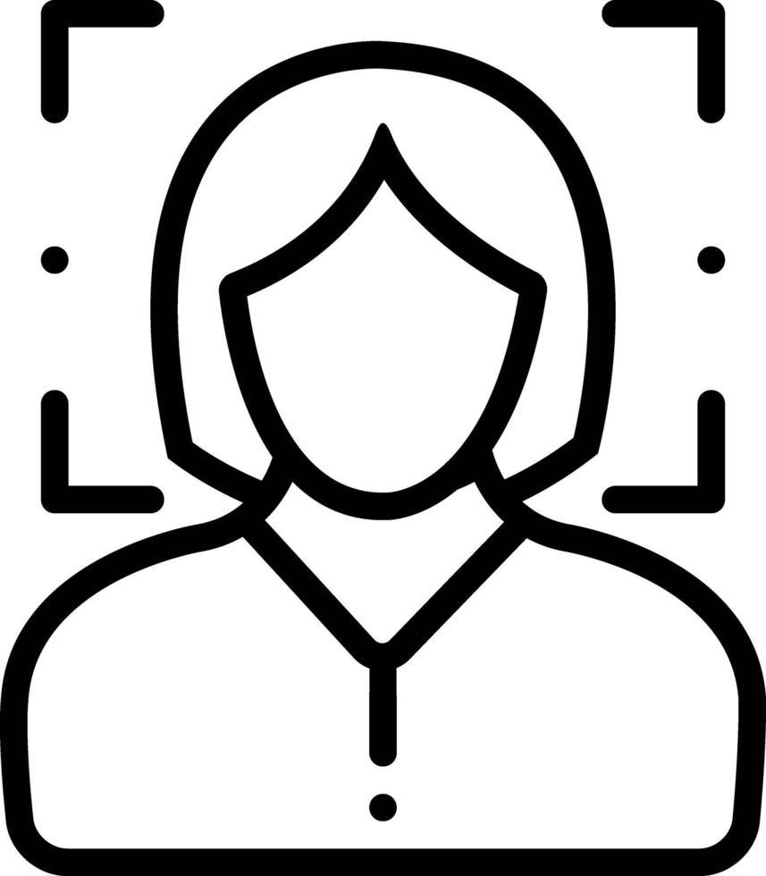 ícone de linha para reconhecimento de rosto feminino vetor