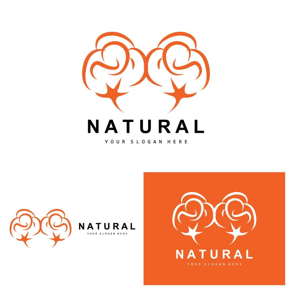 algodão logotipo, natural biológico orgânico plantar projeto, beleza têxtil e roupas vetor, suave algodão flores vetor