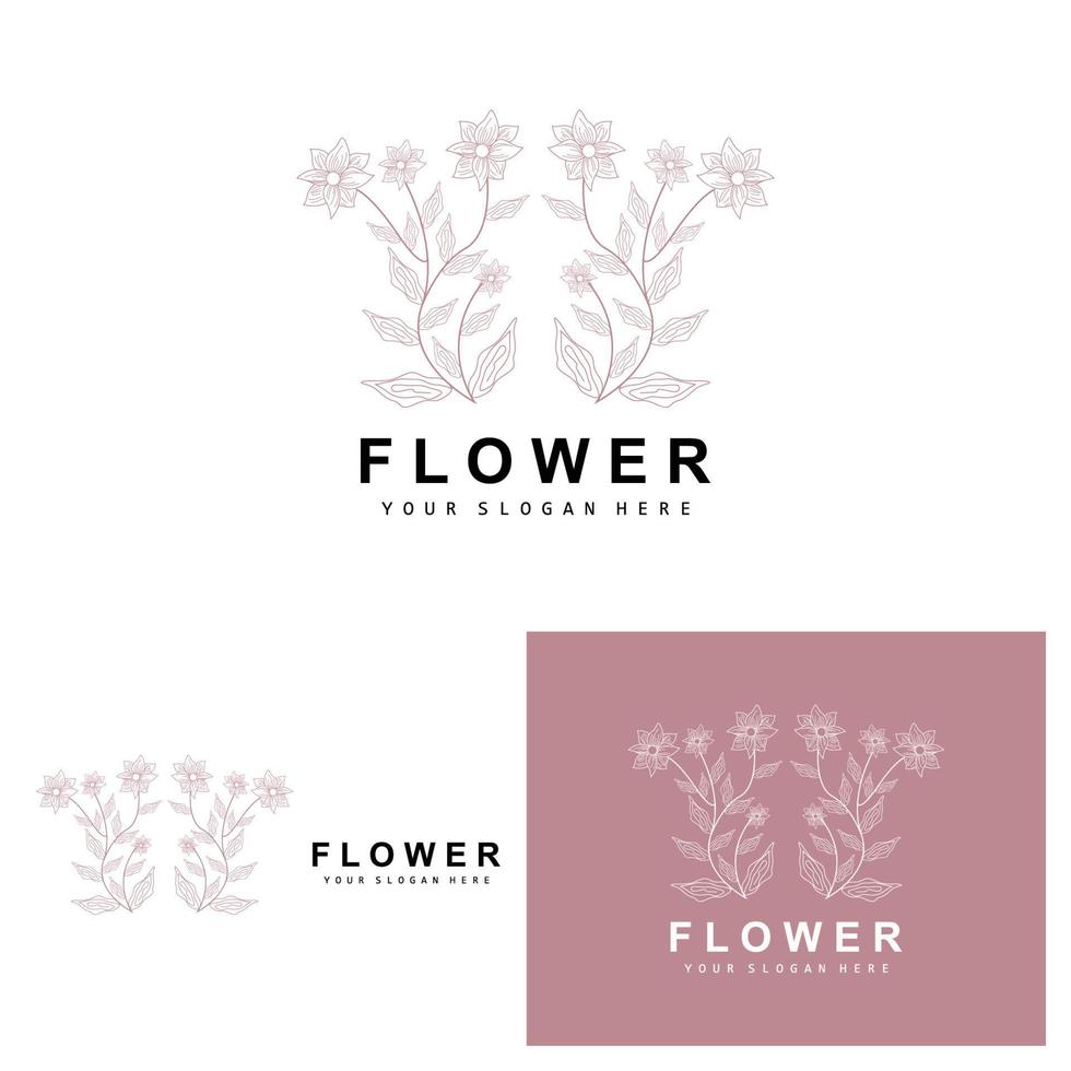 simples botânico folha e flor logotipo, vetor natural linha estilo, decoração projeto, bandeira, folheto, Casamento convite, e produtos branding