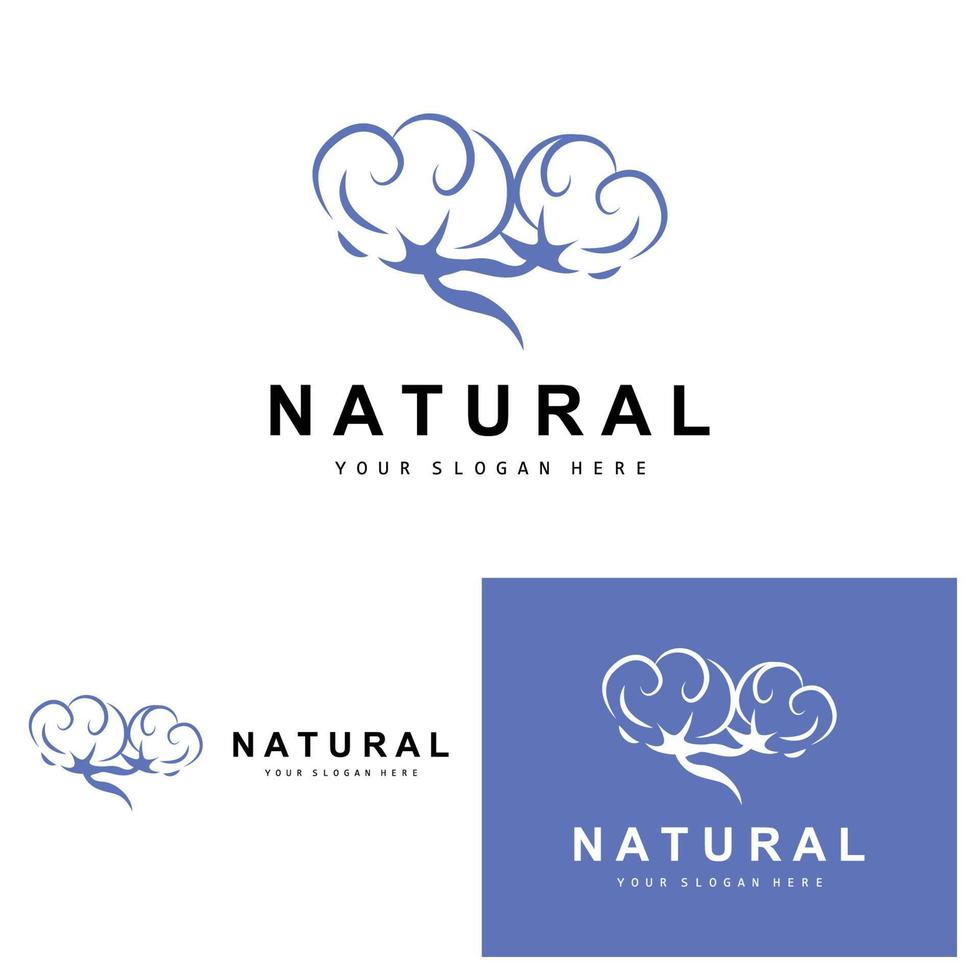 algodão logotipo, natural biológico orgânico plantar projeto, beleza têxtil e roupas vetor, suave algodão flores vetor