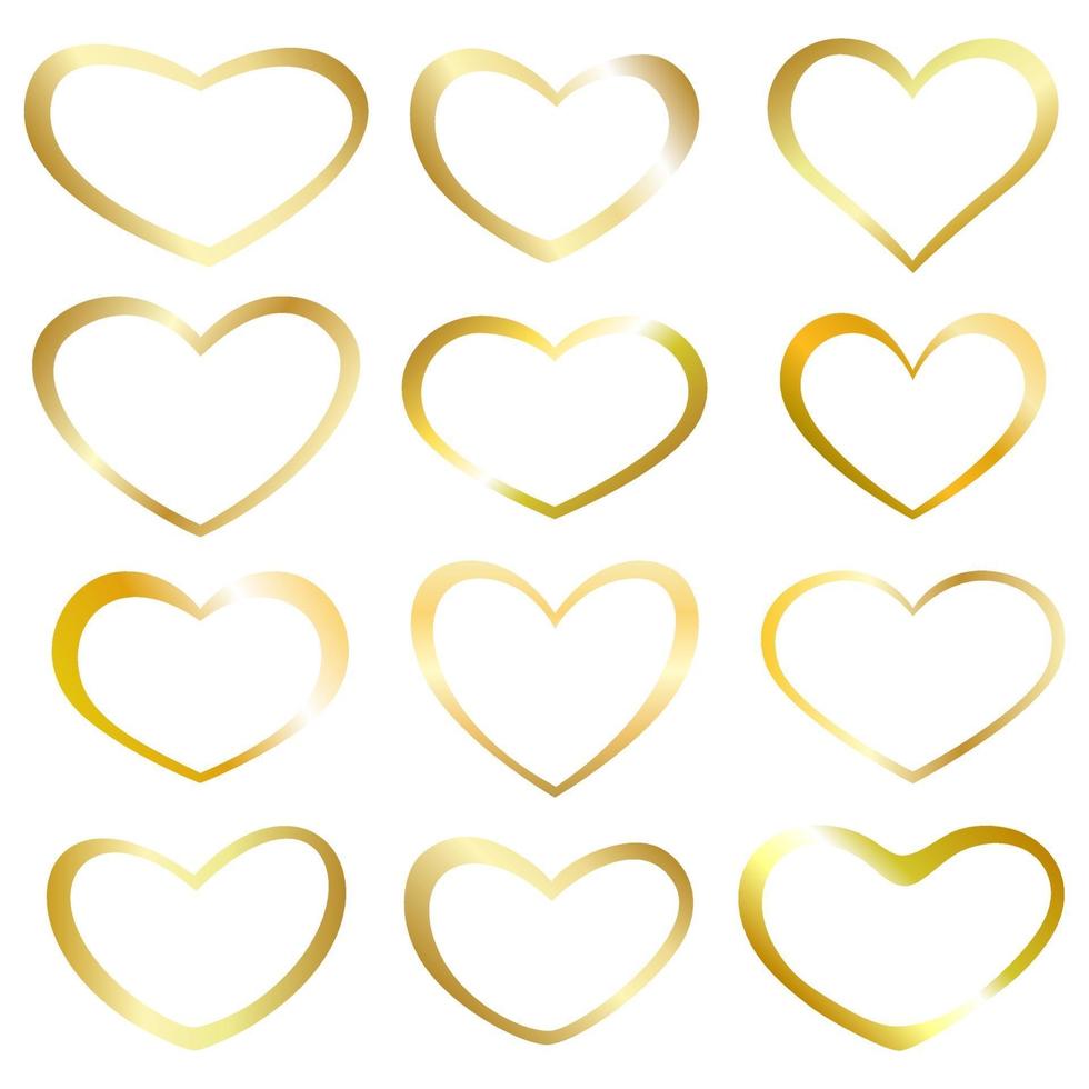 coleção de coração de ouro. design de elementos para cartões. vetor