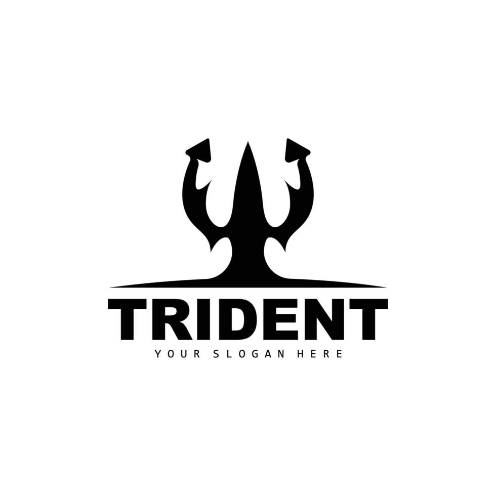 tridente logotipo, vetor Magia lança do Poseidon Netuno, triton rei projeto, modelo ícone marca ilustração