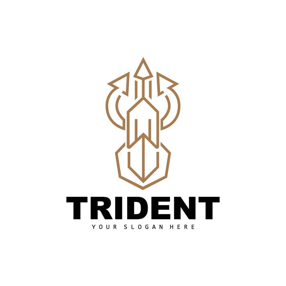 tridente logotipo, vetor Magia lança do Poseidon Netuno, triton rei projeto, modelo ícone marca ilustração