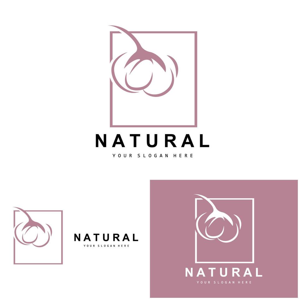 algodão logotipo, natural biológico orgânico plantar projeto, beleza têxtil e roupas vetor, suave algodão flores vetor