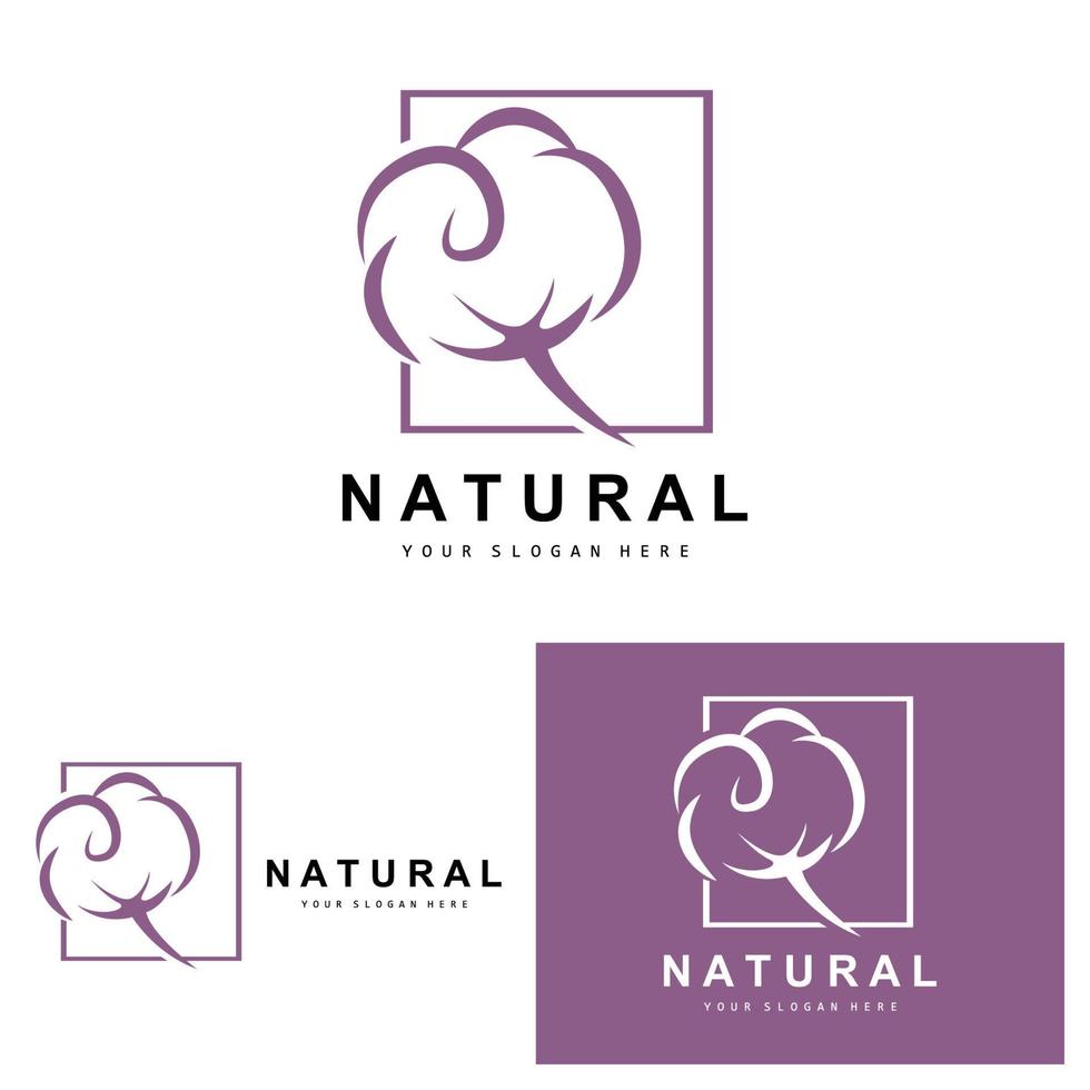 algodão logotipo, natural biológico orgânico plantar projeto, beleza têxtil e roupas vetor, suave algodão flores vetor