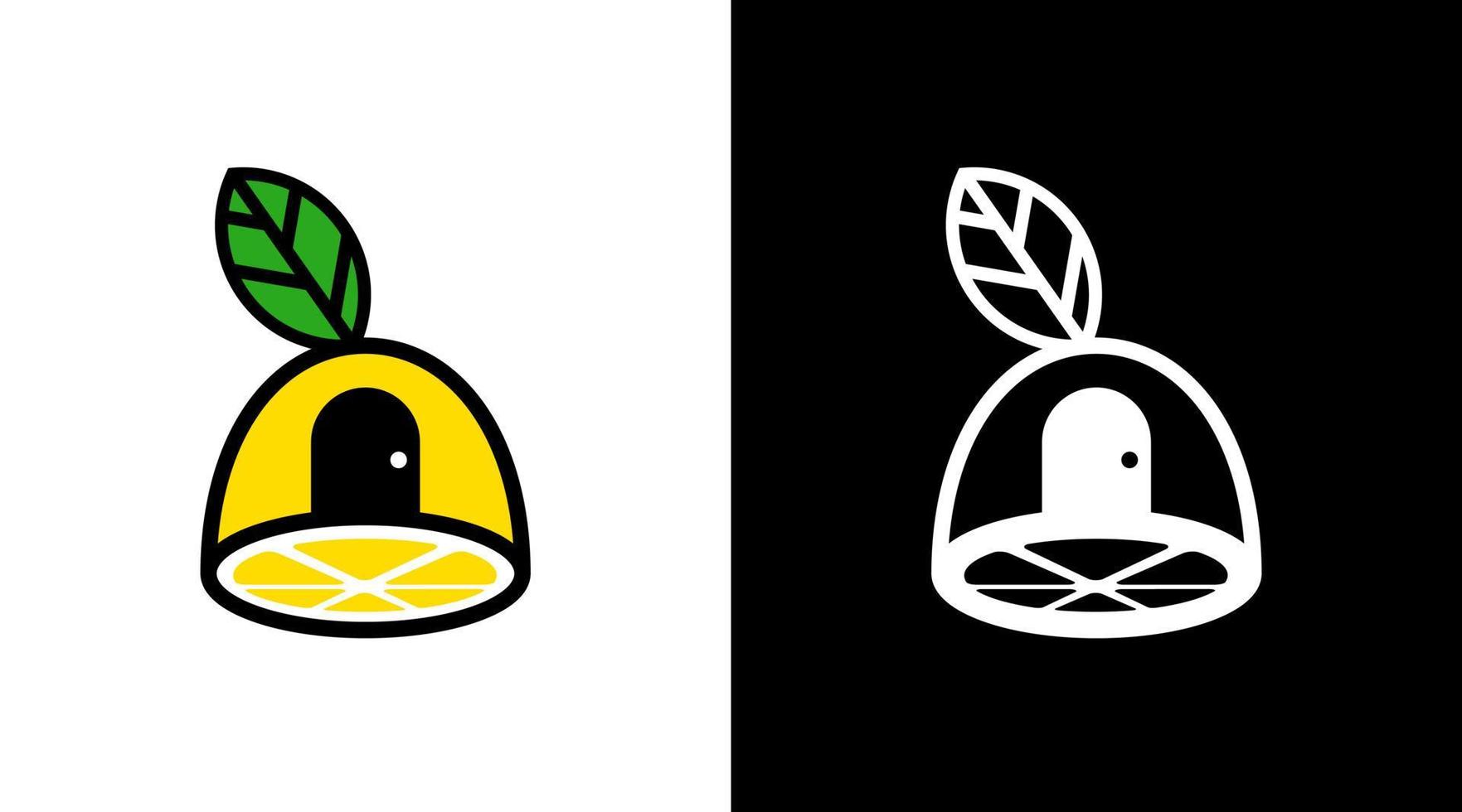 Lima limão fruta logotipo casa casa com folha vetor monograma ícone Projeto