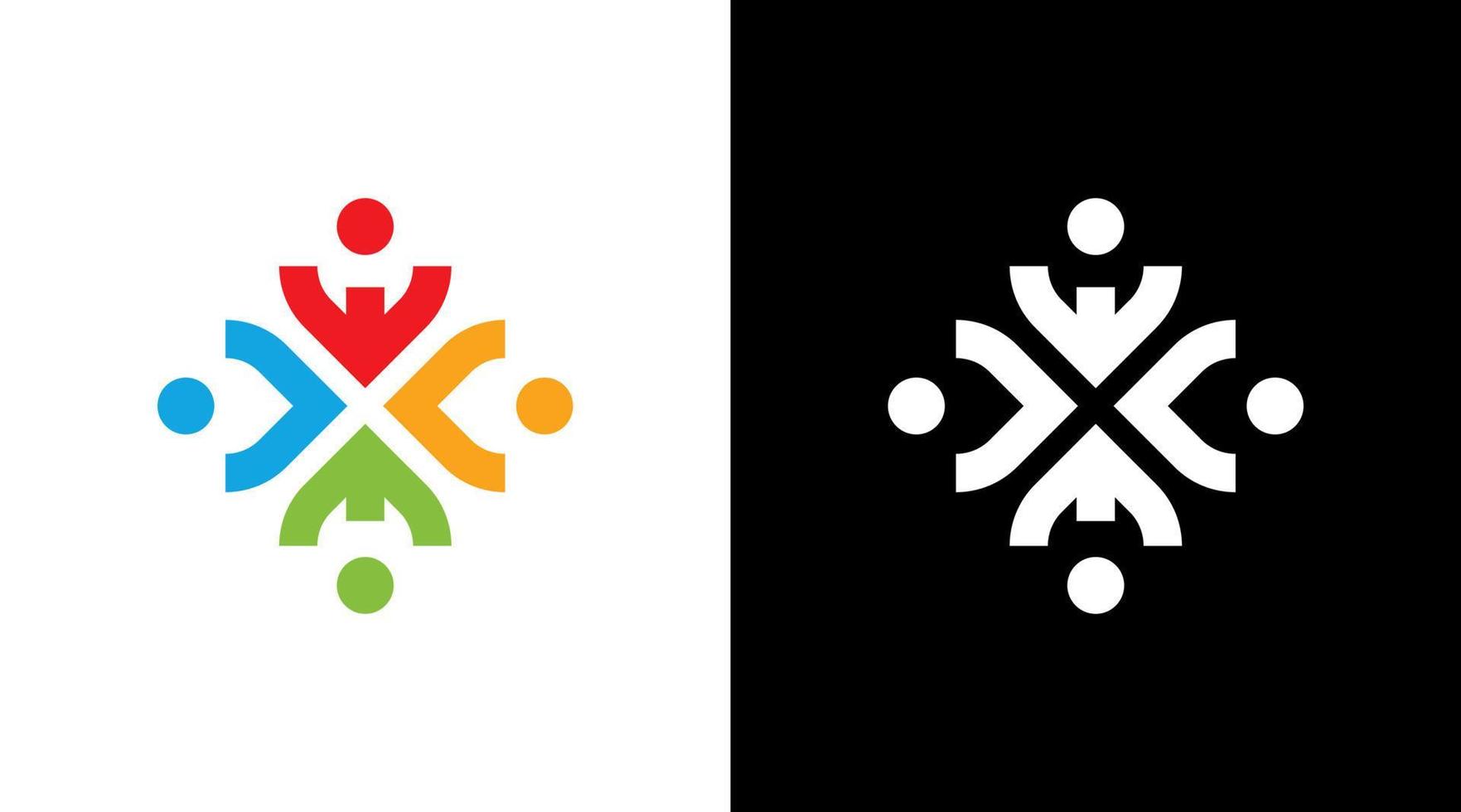 comunidade pessoas grupo logotipo colorida monograma ícone Projeto conceito vetor