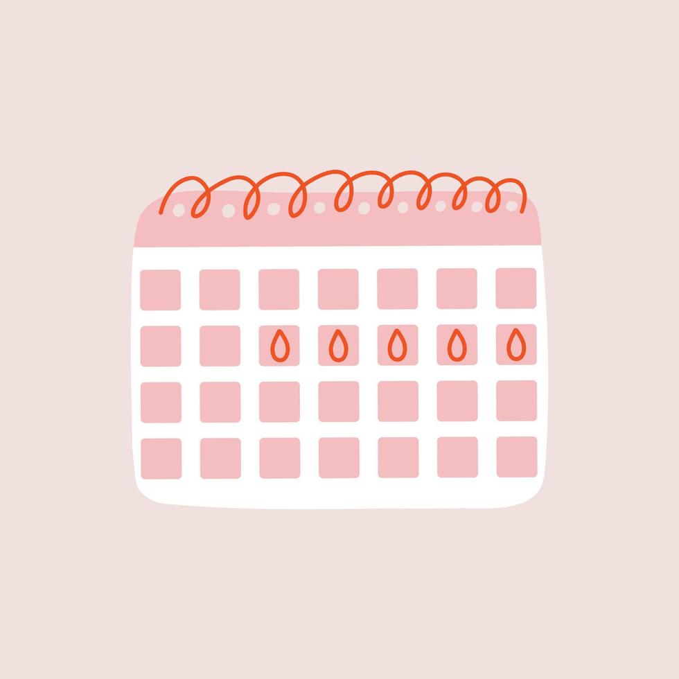 calendário planejador para menstrual crítico dias vetor