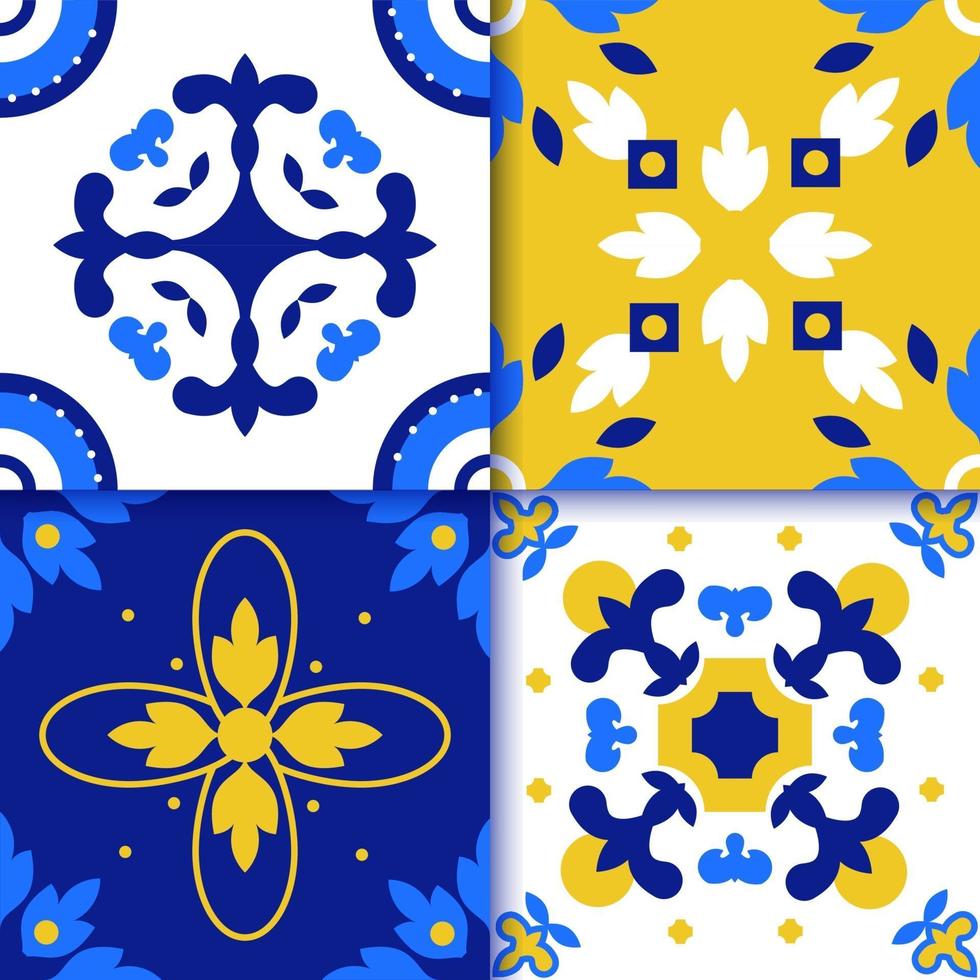 azulejos portugueses padrão de piso de ladrilho vetor