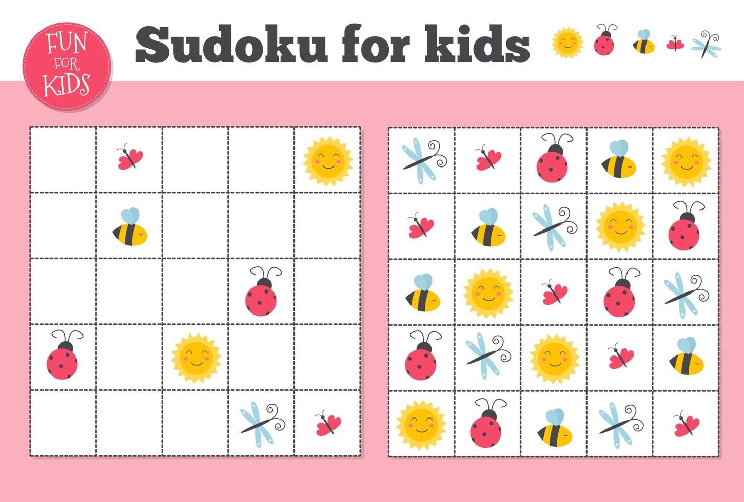 sudoku. crianças e mosaico matemático adulto. quadrado mágico. jogo de lógica. vetor