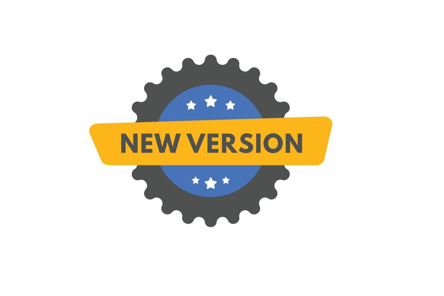 Novo versão texto botão. Novo versão placa ícone rótulo adesivo rede botões vetor
