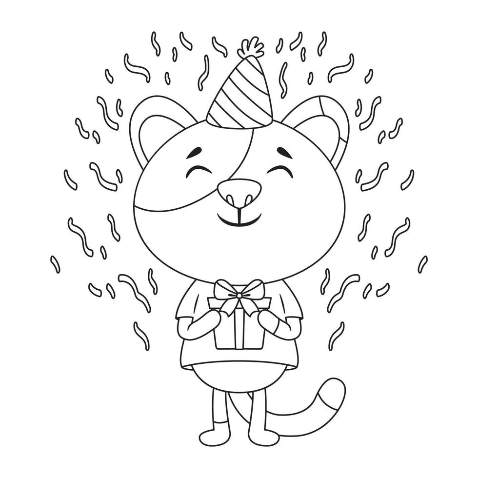cartão de aniversário com um gato. vetor