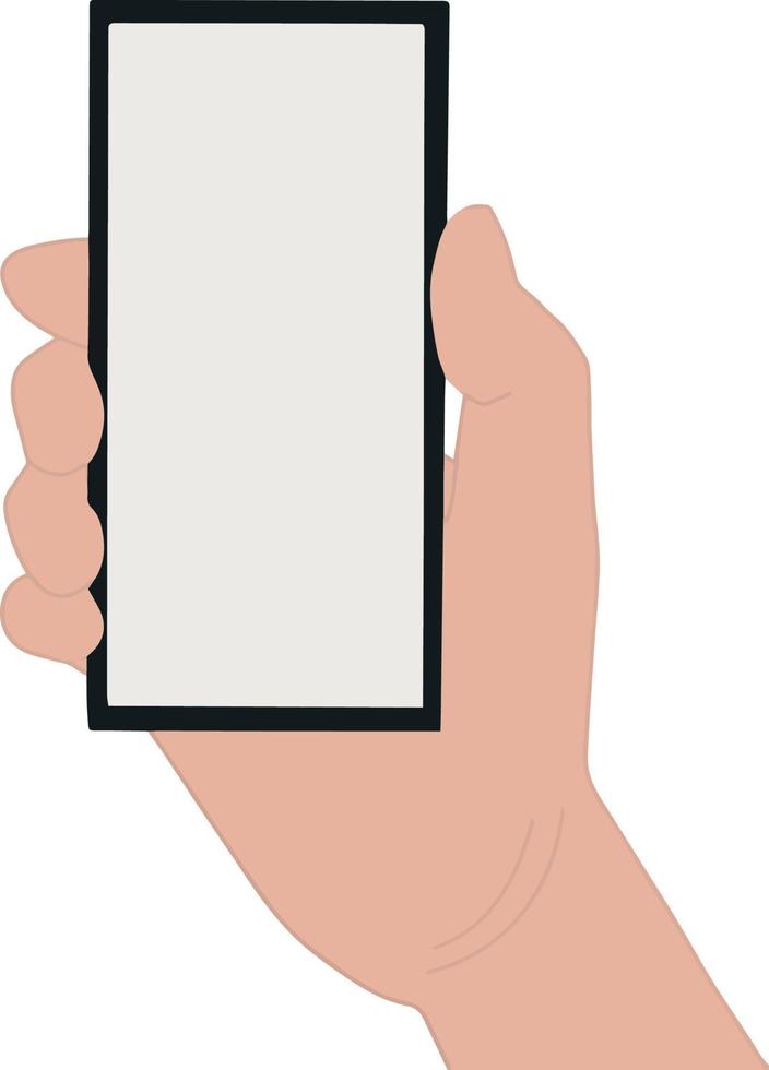 retrato do frente Visão mão segurando em branco tela Smartphone ilustração vetor