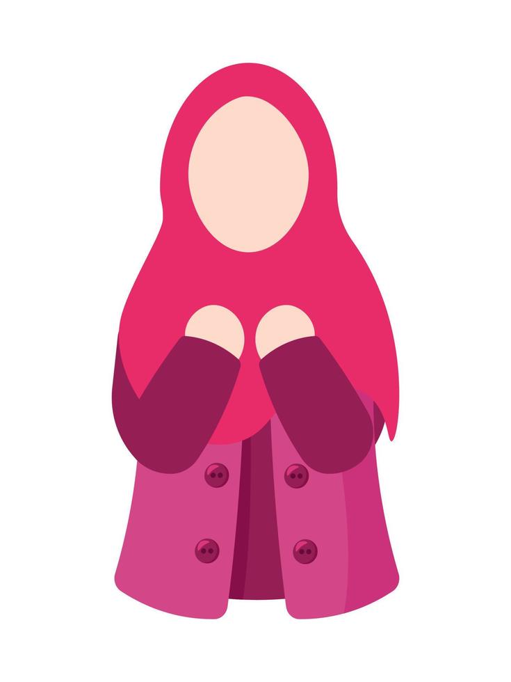 hijab menina muçulmano personagem sem rosto fofa desenho animado avatar vetor ilustração
