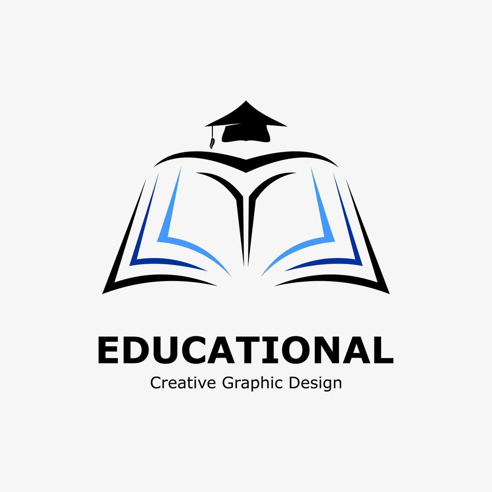 logotipo símbolo para Educação. Educação livro ícone e graduação ícone. Educação vetor logotipo modelo.