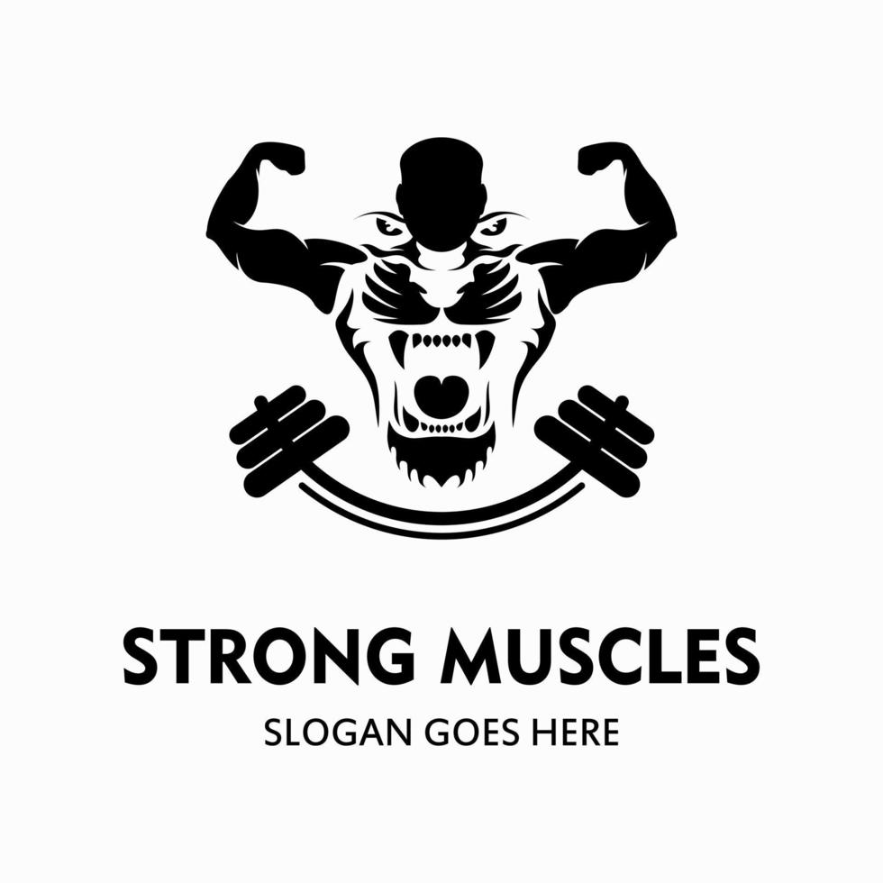 ginástica vetor logotipo Projeto modelo, vetor Projeto para Academia e fitness. muito Forte muscular corpo silhueta gostar uma tigre