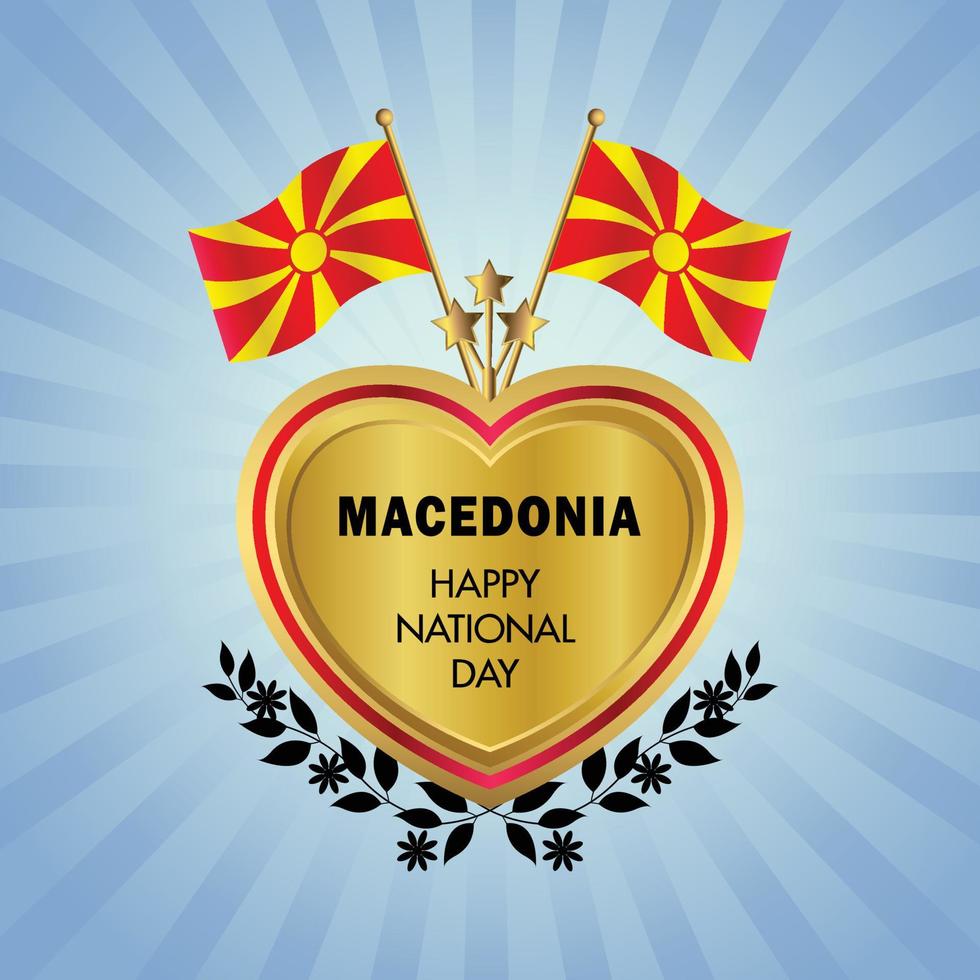 Macedônia bandeira independência dia com ouro coração vetor