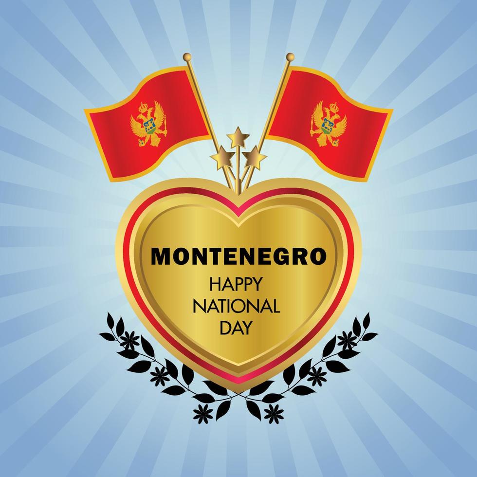 Montenegro bandeira independência dia com ouro coração vetor