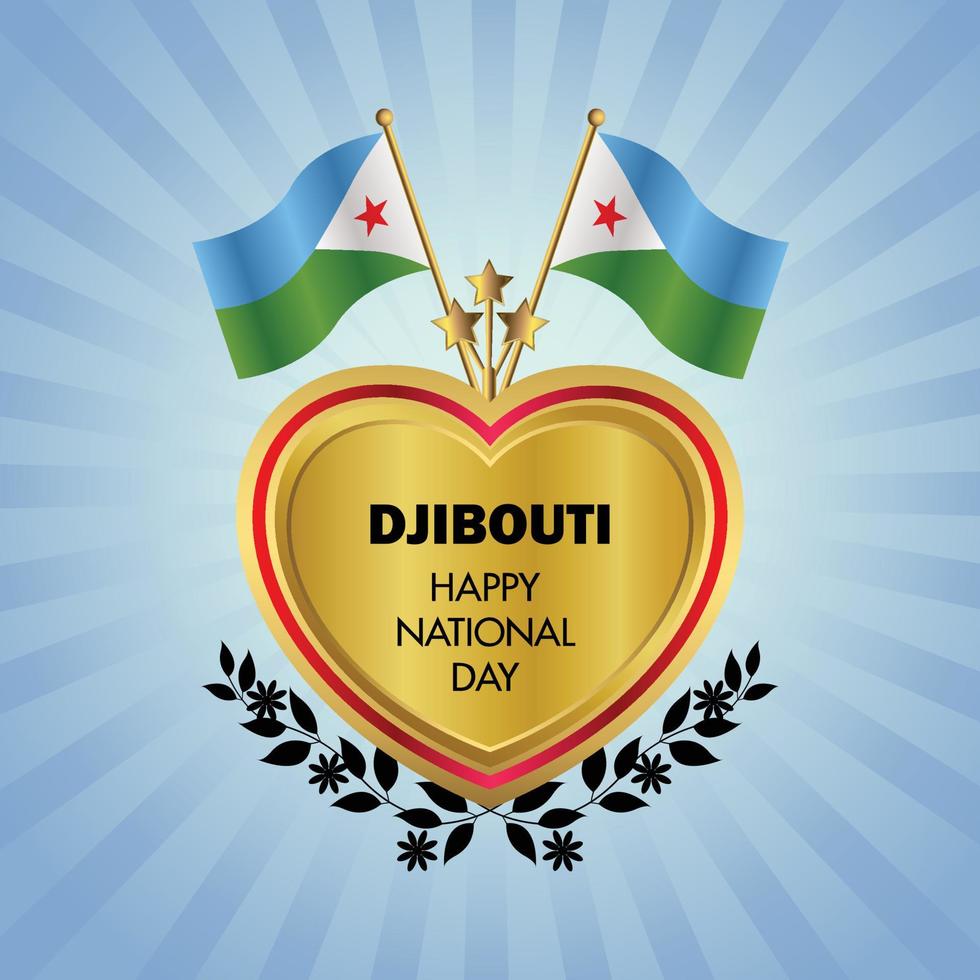djibouti bandeira independência dia com ouro coração vetor