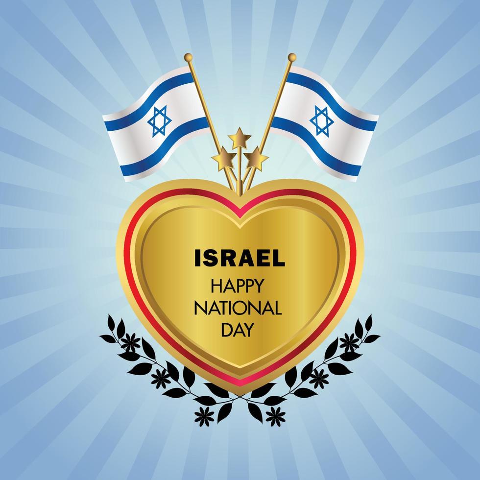 Israel bandeira independência dia com ouro coração vetor