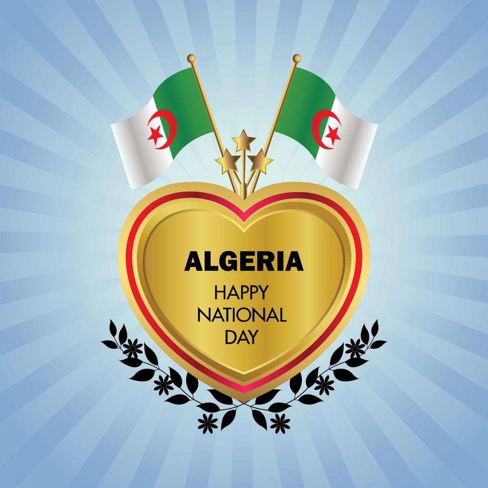 Argélia bandeira independência dia com ouro coração vetor