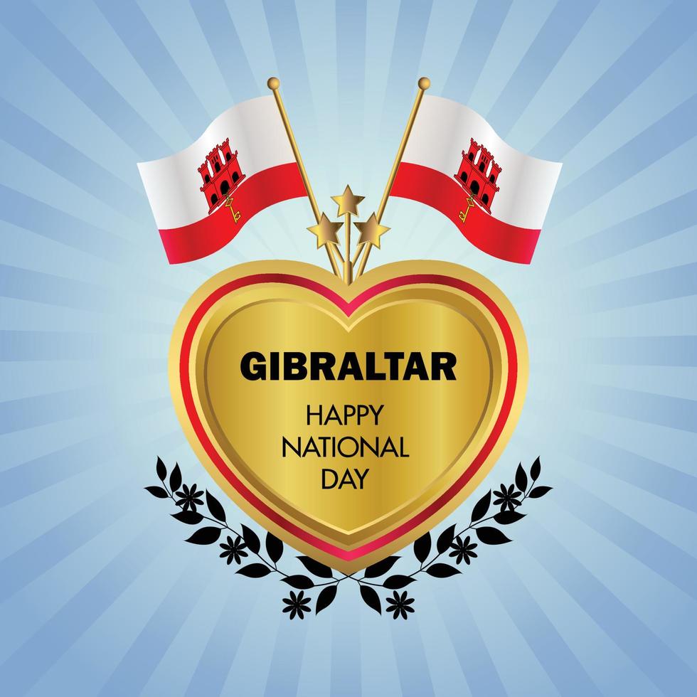 Gibraltar bandeira independência dia com ouro coração vetor