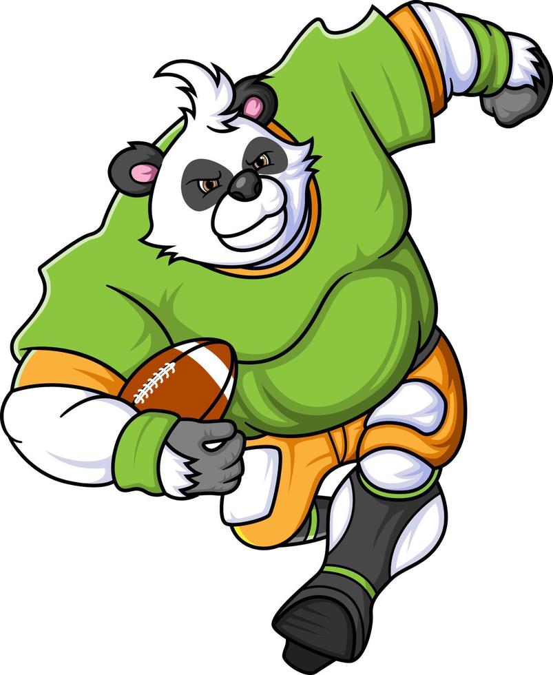 a panda mascote do americano futebol completo com jogador vestir vetor