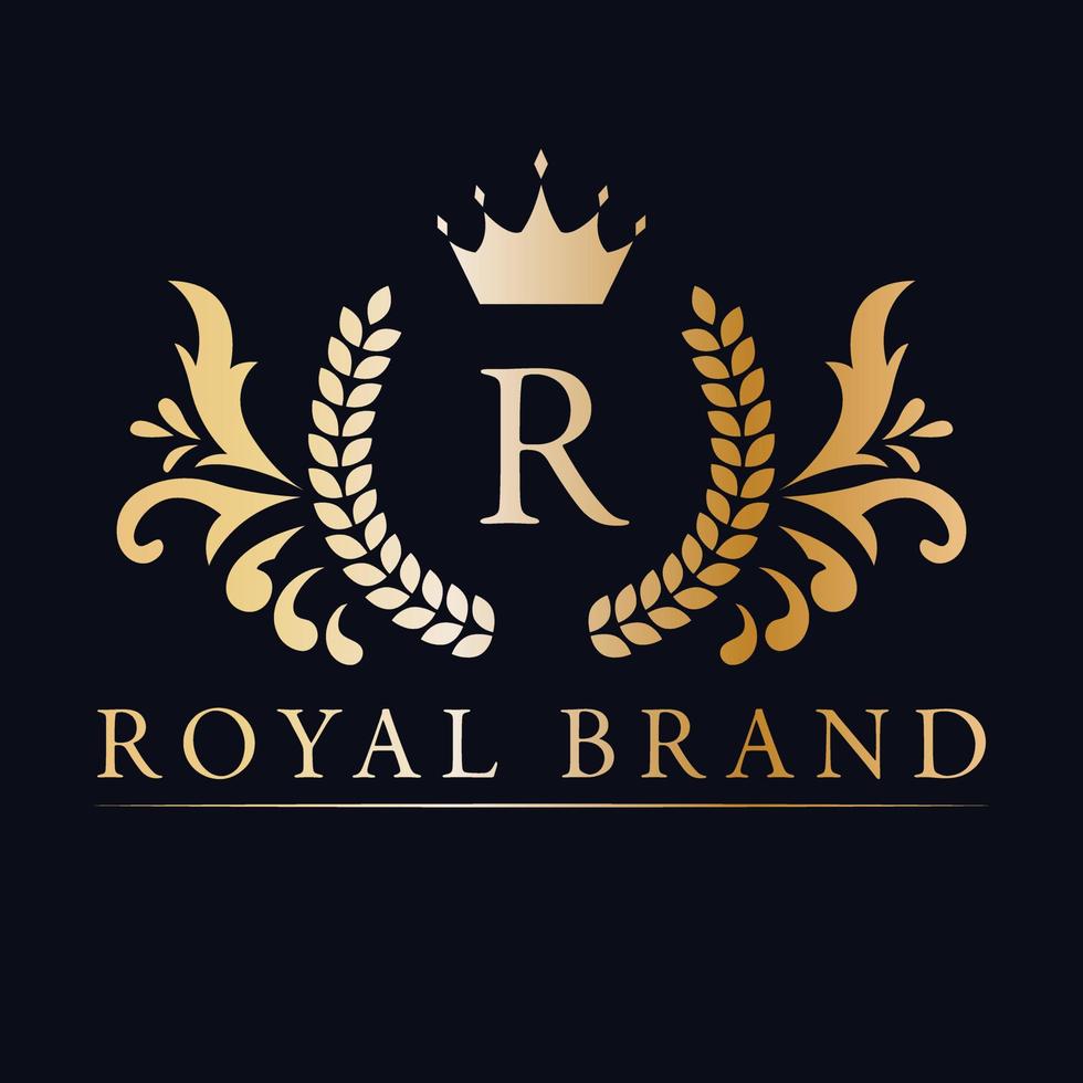 vitoriano real marca logotipo Projeto. clássico luxo logotipo. elegante logotipo com coroa. vetor