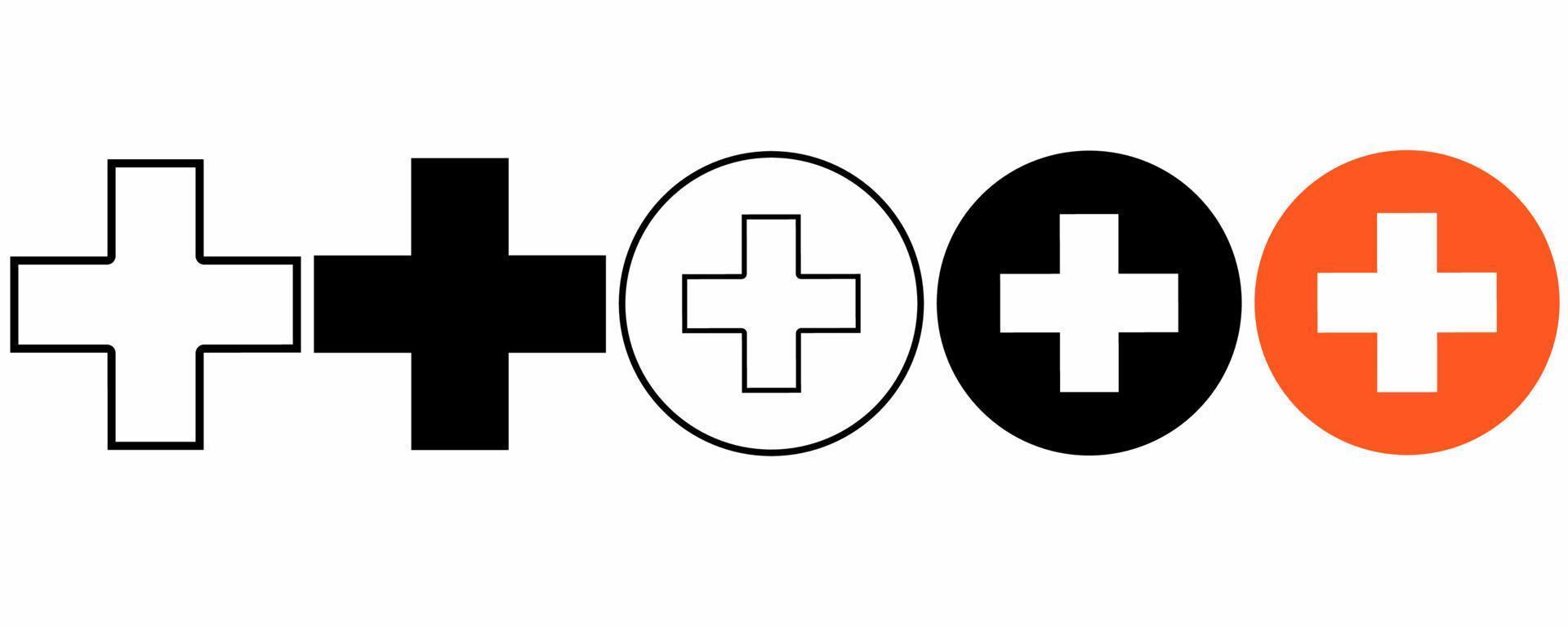 médico Cruz símbolo conjunto isolado em branco fundo vetor