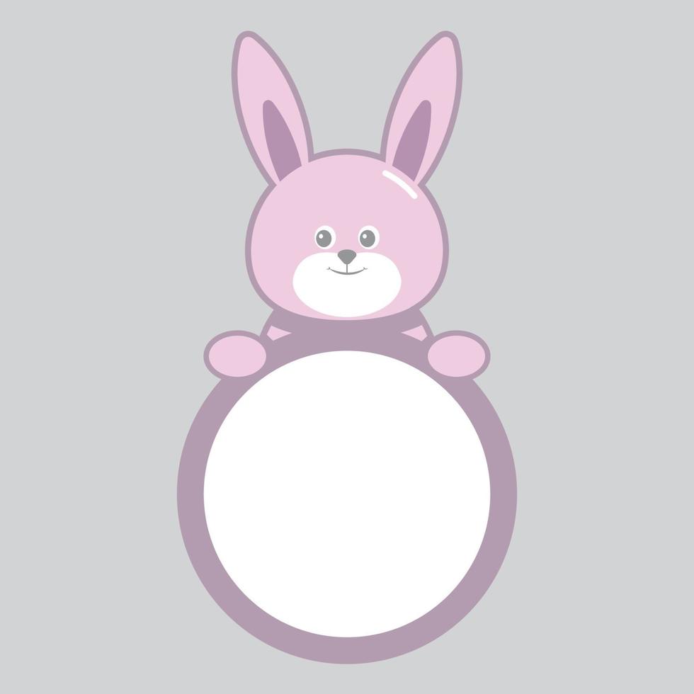 Desenho de coelho fofo com placa em branco vetor