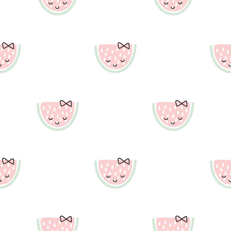 fundo transparente com fatias de melancia rosa. padrão de fruta bonito. ilustração escandinava do vetor da comida do verão. design para têxteis de bebê, papel de parede, web, tecido e decoração