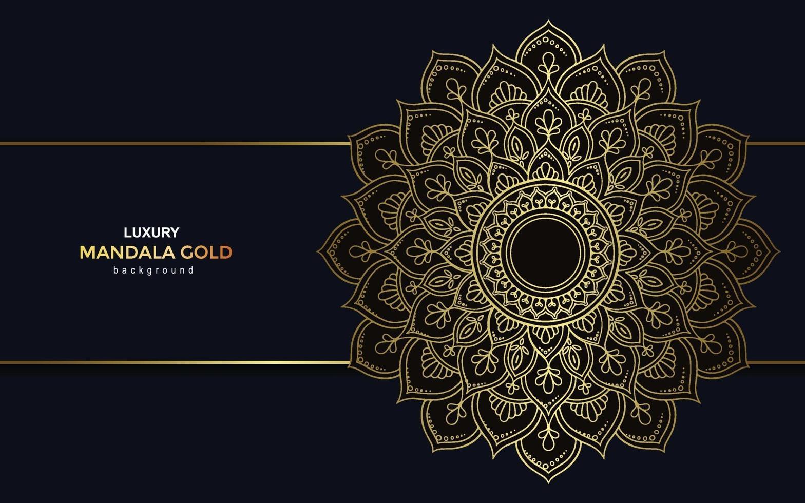 Fundo ornamentado de mandala de ouro de luxo para convite de casamento, capa de livro vetor