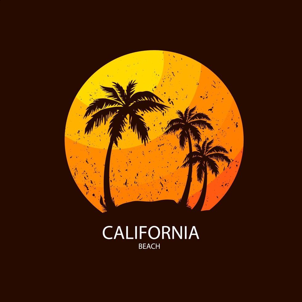 Califórnia praia slogan verão surf e palm style. design para impressão de t-shirt vetor